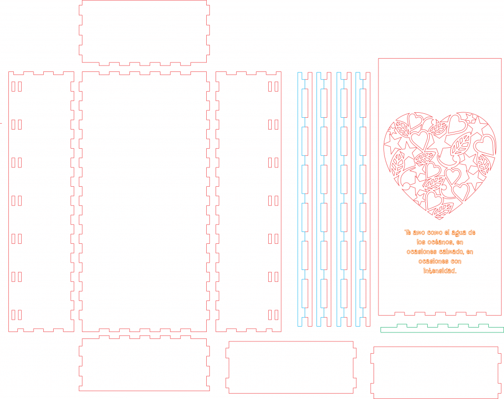 Caja «Estrellas y corazones» — vector para corte CNC