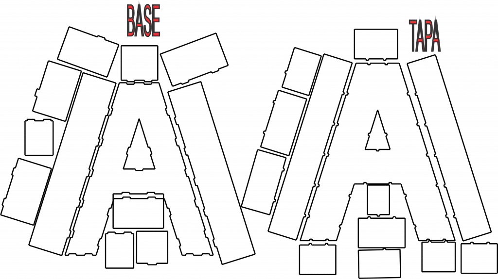 Caja de la letra A — vector para corte CNC