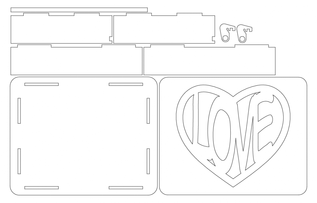 Caja de tapa abatible «Love» — vector para corte CNC