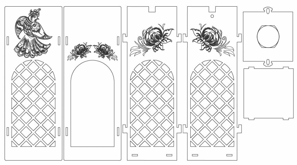 Portavino «Paloma y flores» — vector para corte CNC