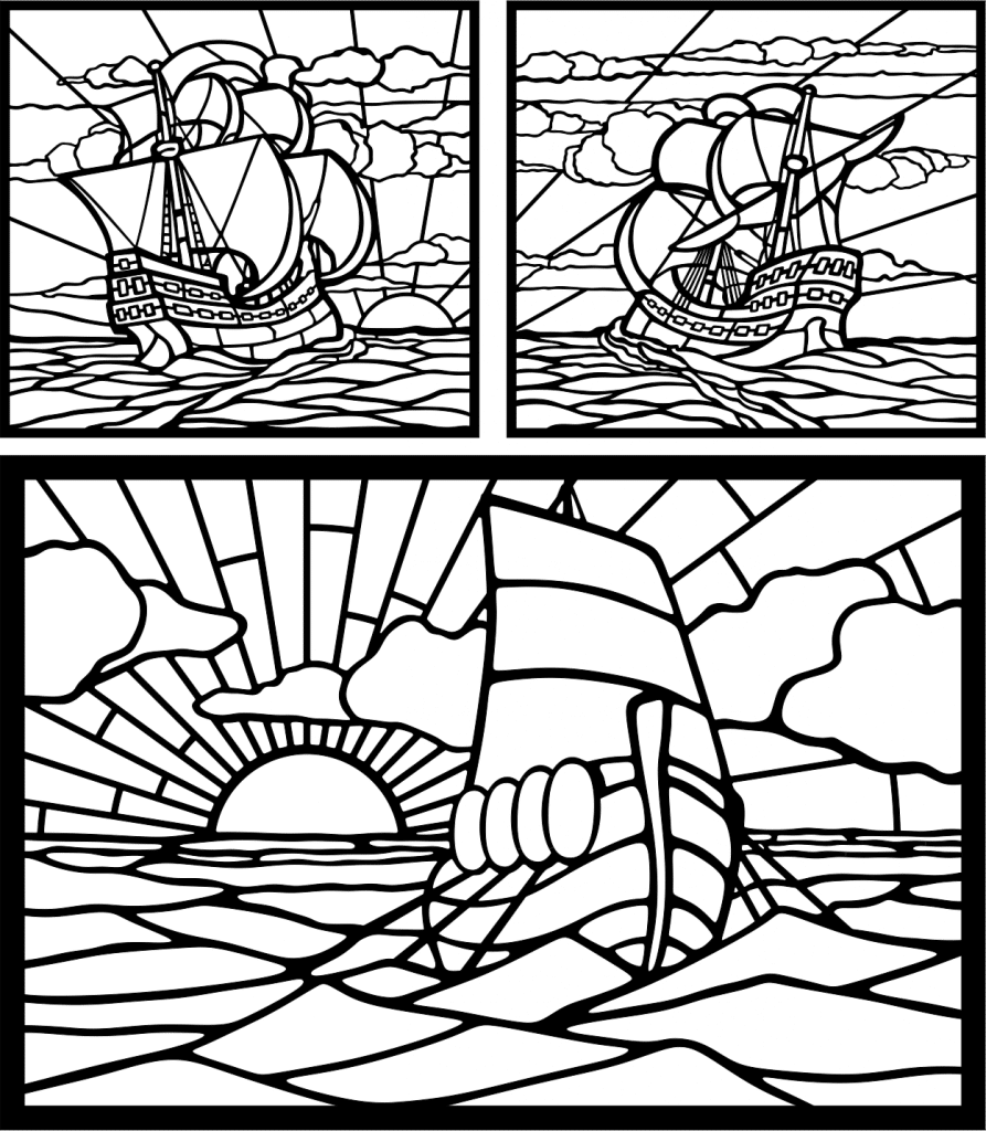 Mosaico barco — vector para corte CNC