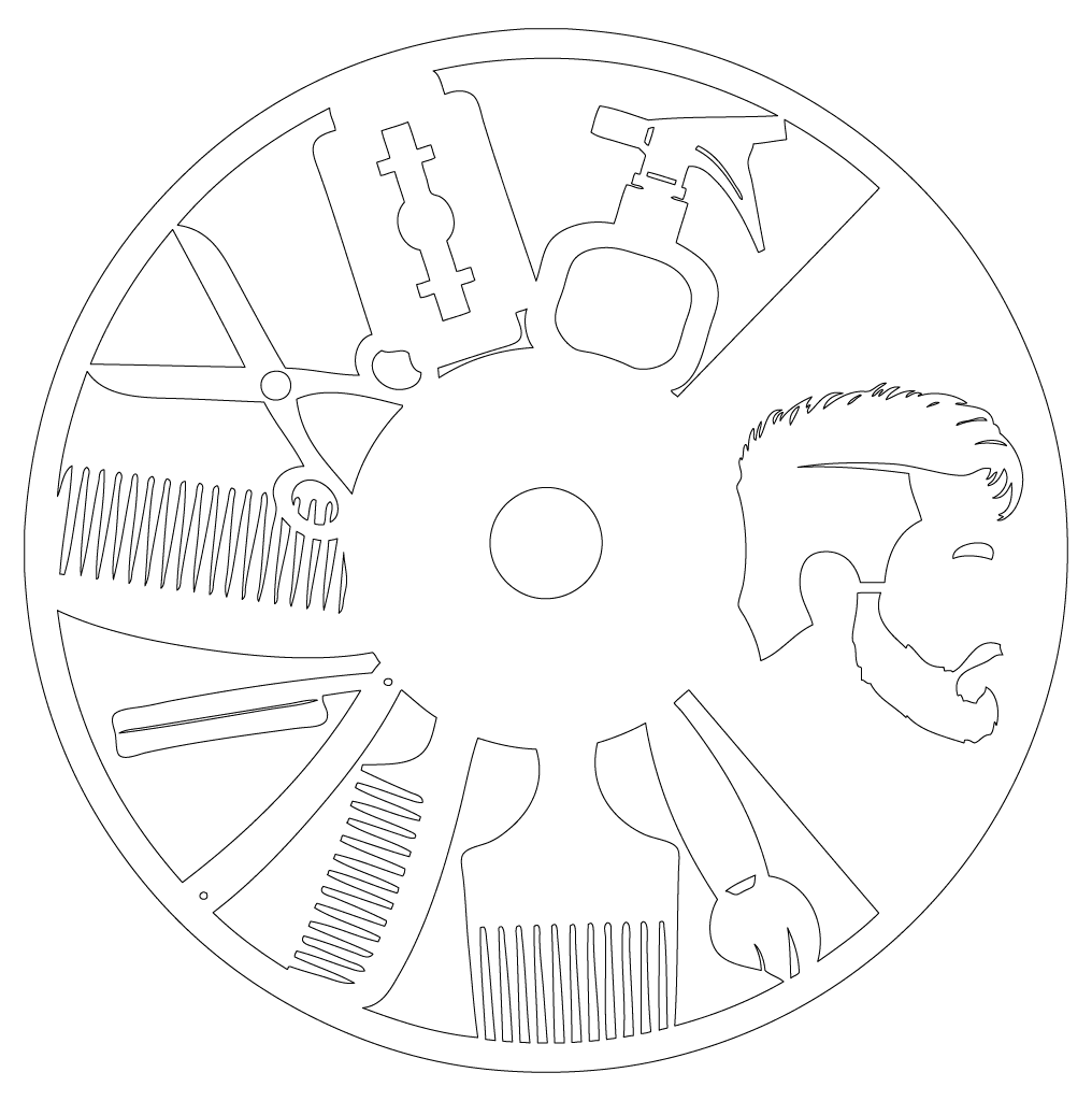 Reloj «Barbería» — vector para corte CNC