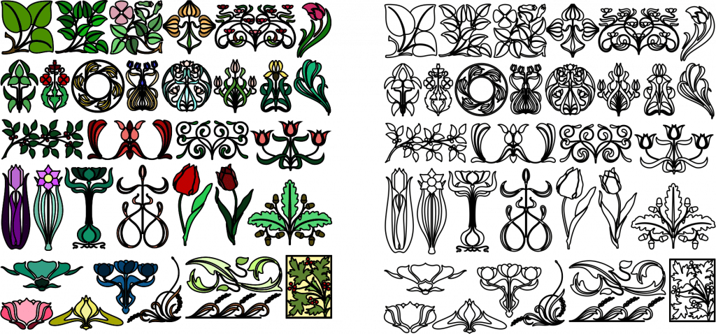Colección de diseño floral — vector para corte CNC