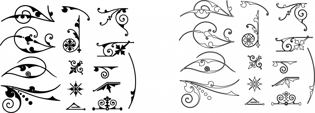 Colección ornamentos tipográficos — vector para corte CNC