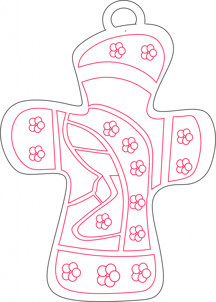Cruz con Virgen María — vector para corte CNC