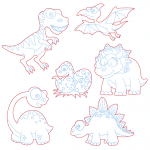6 tipos de dinosaurios - Vector descarganle para corte CNC y grabado laser gratis | Stanser