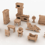Set de muebles miniatura - Vector descarganle para corte CNC y grabado laser gratis | Stanser