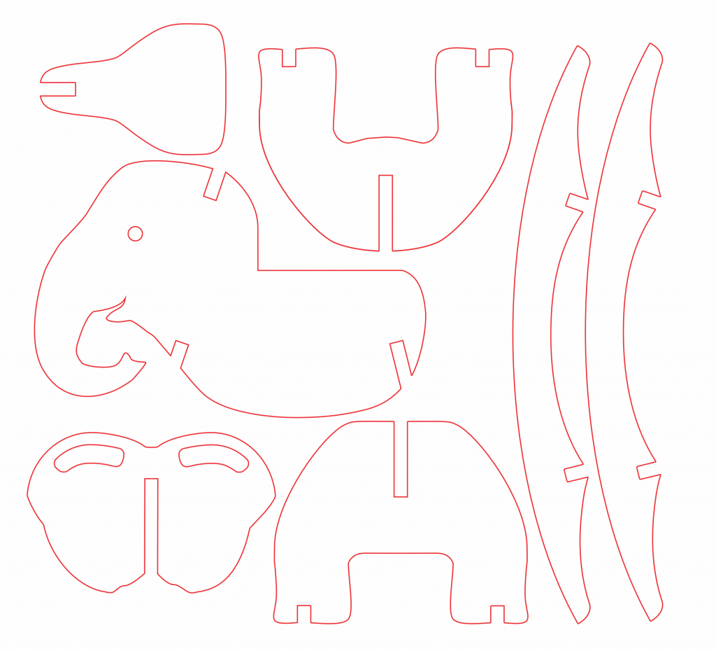 Mecedora de elefante — vector para corte CNC