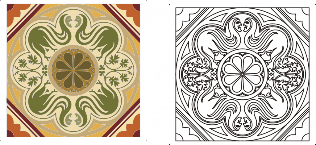 Ornamento románico inglés — vector para corte CNC