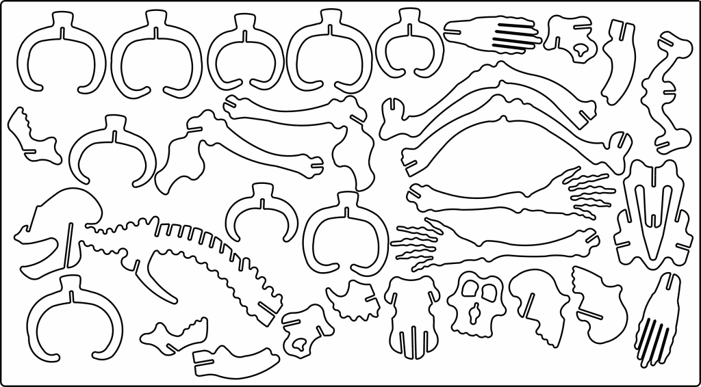 Esqueleto de dinosaurio — vector para corte CNC