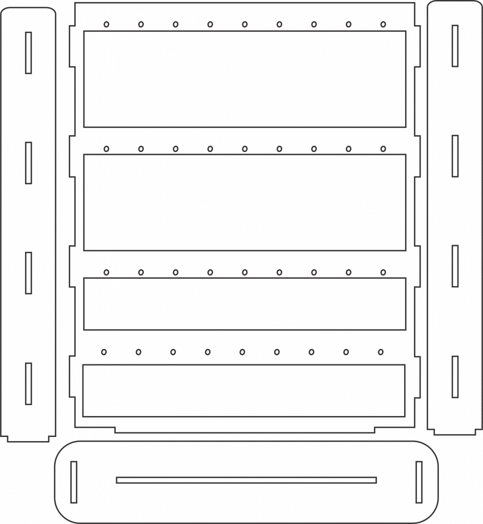 Exhibidor de aretes (4 divisiones) — vector para corte CNC