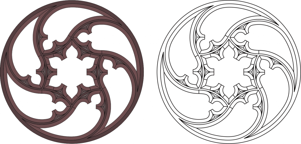 Ventana con trazo gótico — vector para corte CNC