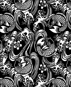 Fondo negro de pescados