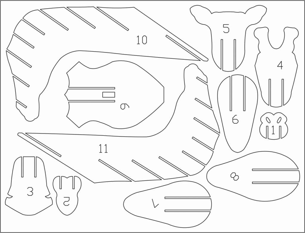 Cabeza de jirafa armable — vector para corte CNC