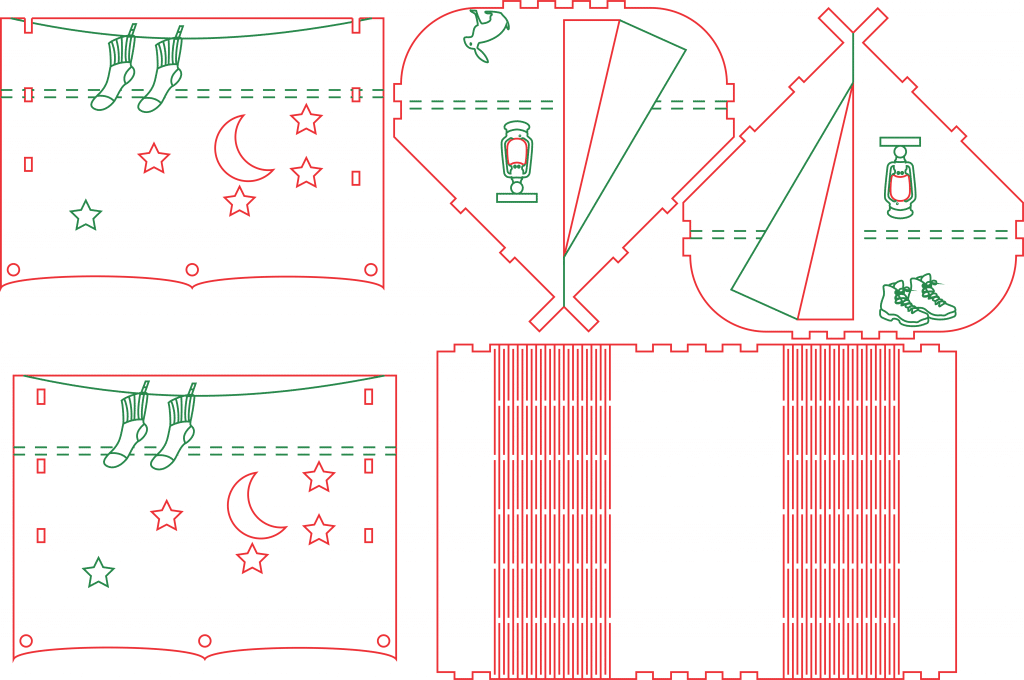 Cajita «Casa de campaña» — vector para corte CNC