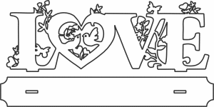 Palabra LOVE con aves