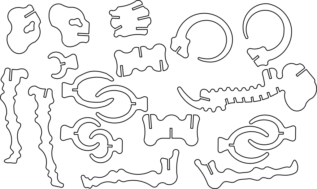 Line Art de mammoth a 3mm — vector para corte CNC