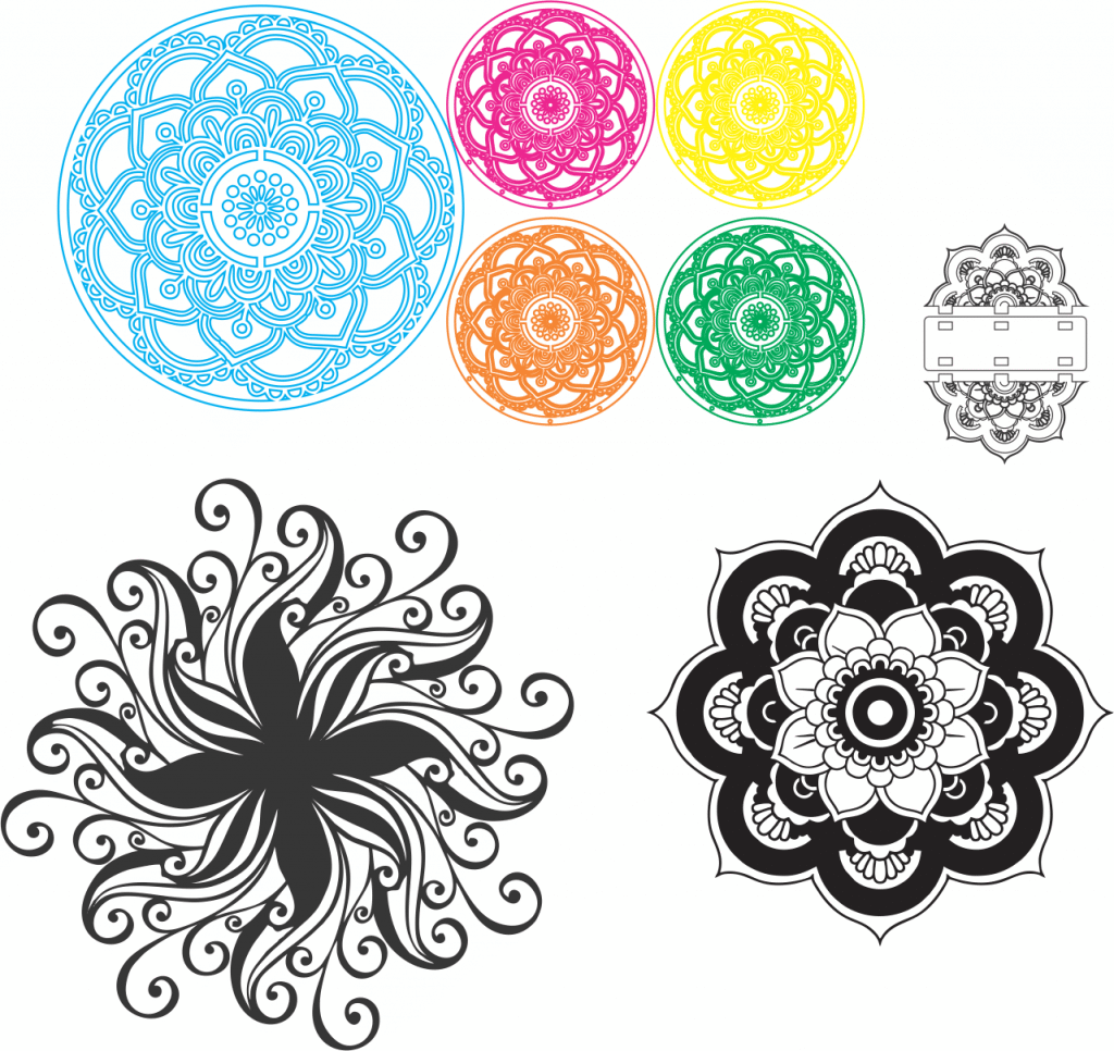 Diseños de mandalas — vector para corte CNC