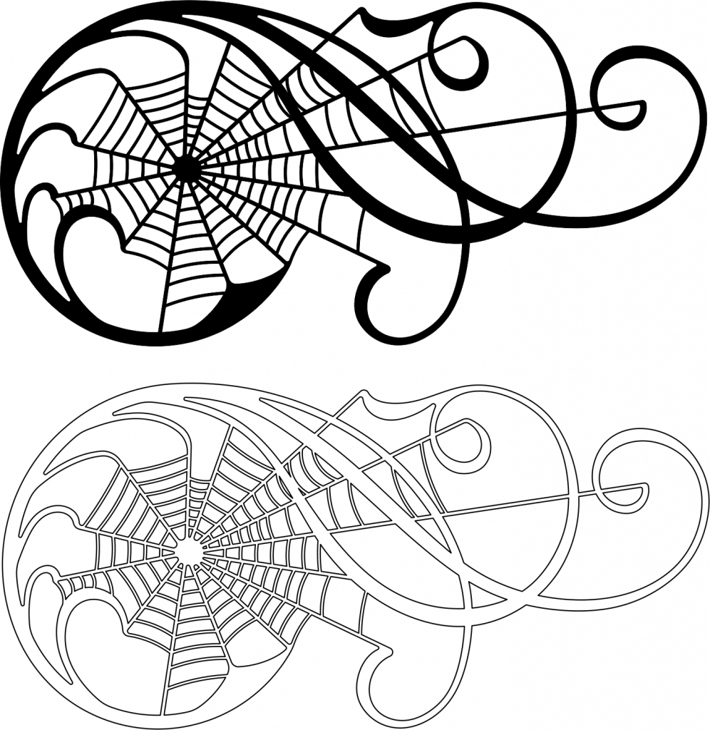 Rollo decorativo con telaraña — vector para corte CNC