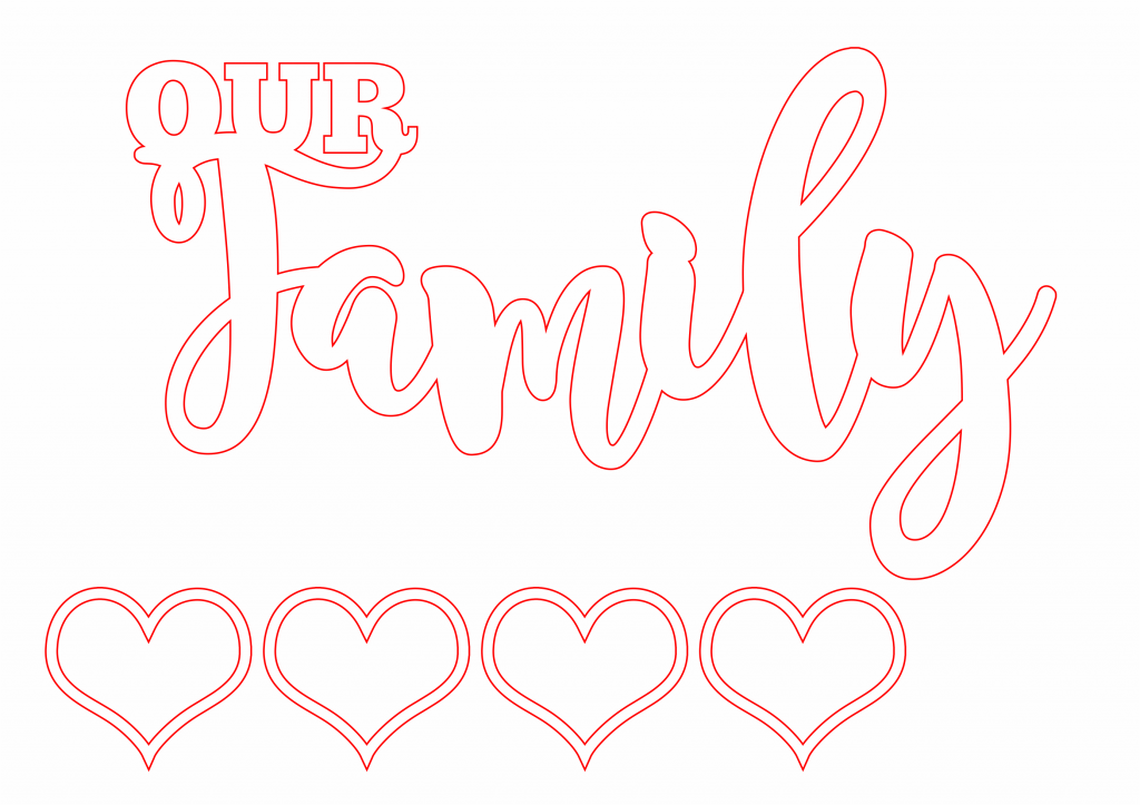 Letrero «Our family» — vector para corte CNC