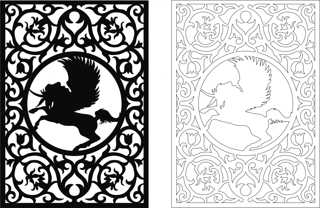 Decoración Pegaso — vector para corte CNC