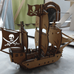 Barco pirata de 4 velas - Vector descarganle para corte CNC y grabado laser gratis | Stanser