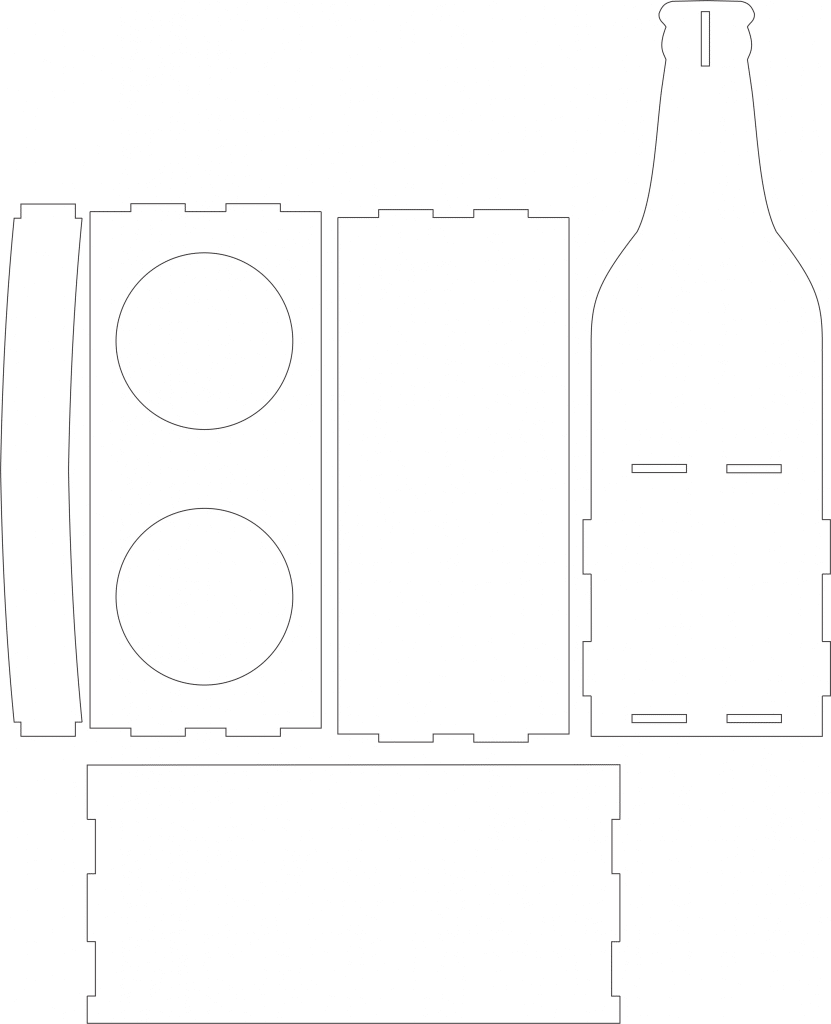 Caja para 2 botellas de cerveza — vector para corte CNC