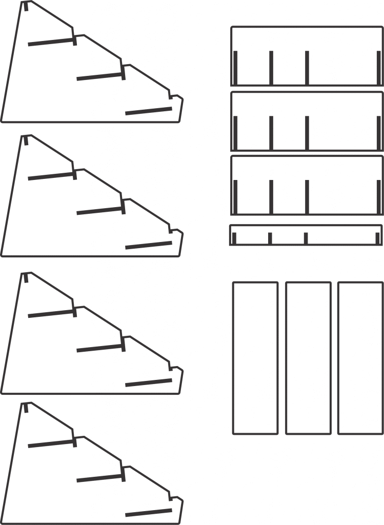 Repisas con divisiones — vector para corte CNC