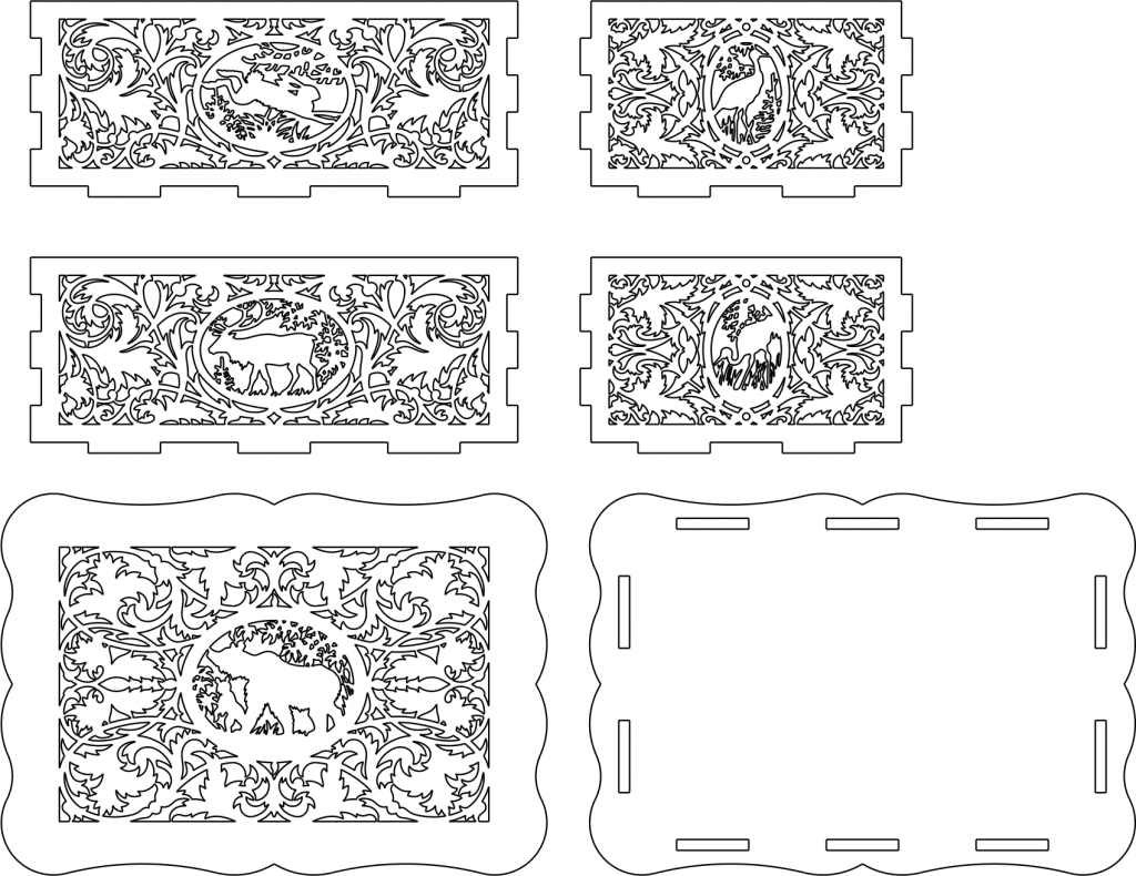 Cajita alajero de animales — vector para corte CNC