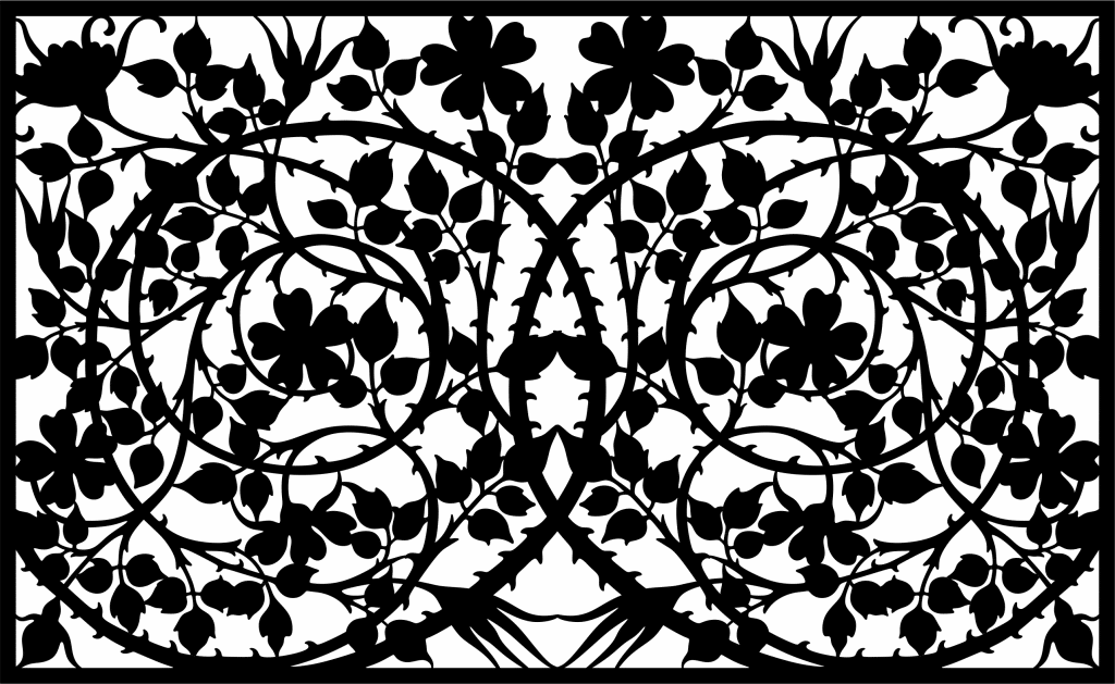 Reja calada con enredadera — vector para corte CNC