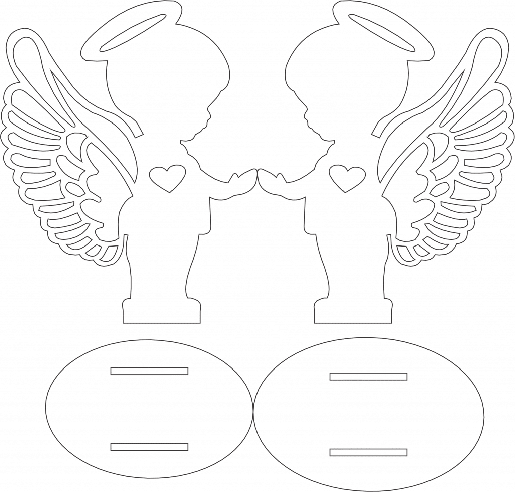 Servilletero de ángeles — vector para corte CNC