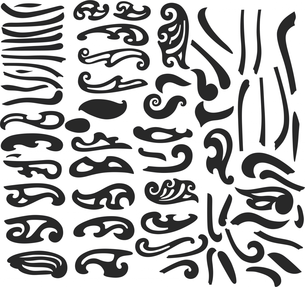 Conjunto de curvas francesas — vector para corte CNC