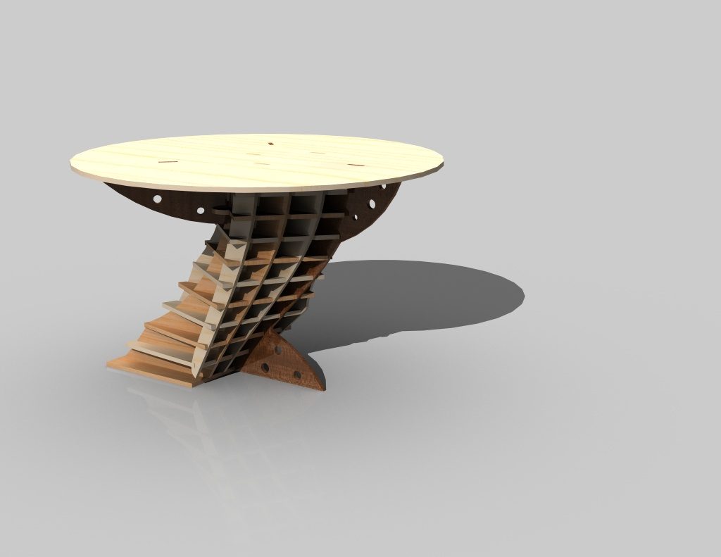 Mesa circular asimétrica — vector para corte CNC