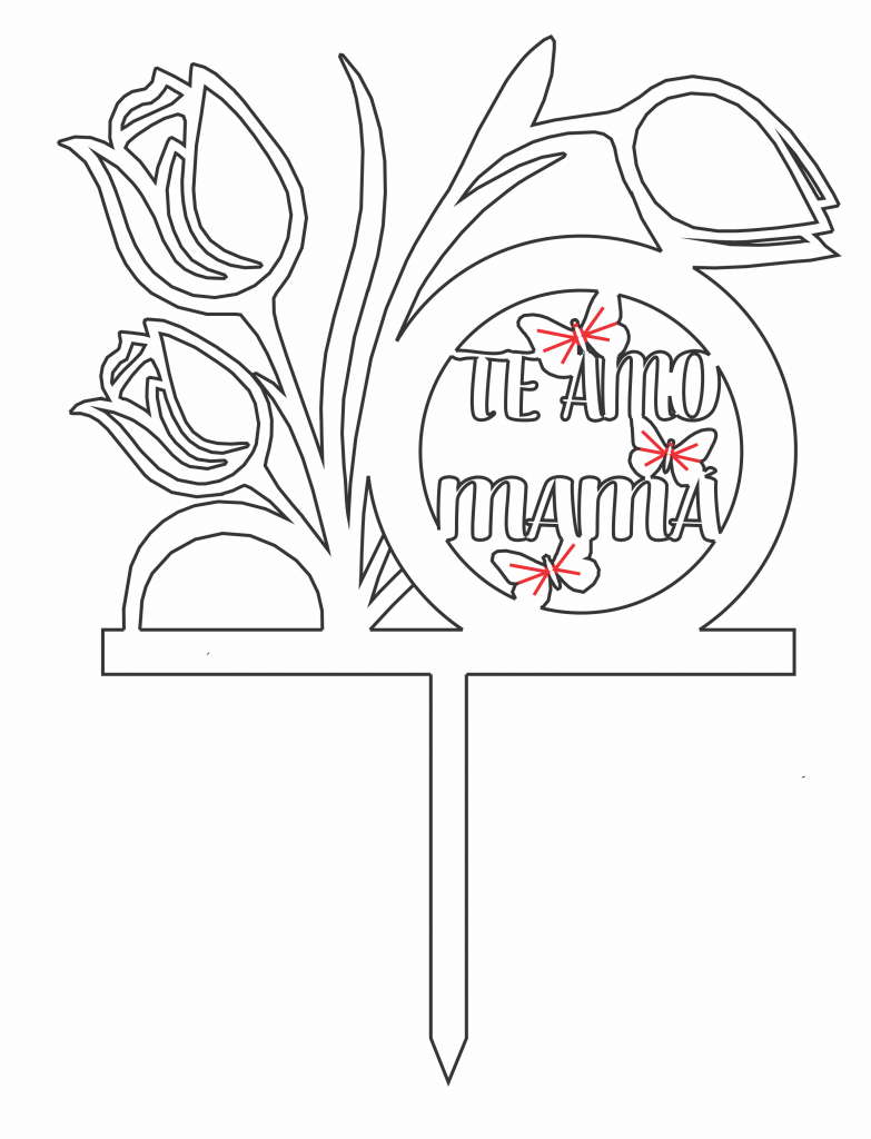 Topper Tulipanes — vector para corte CNC