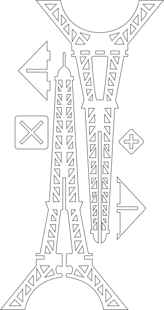 Torre Eiffel de dos planos — vector para corte CNC