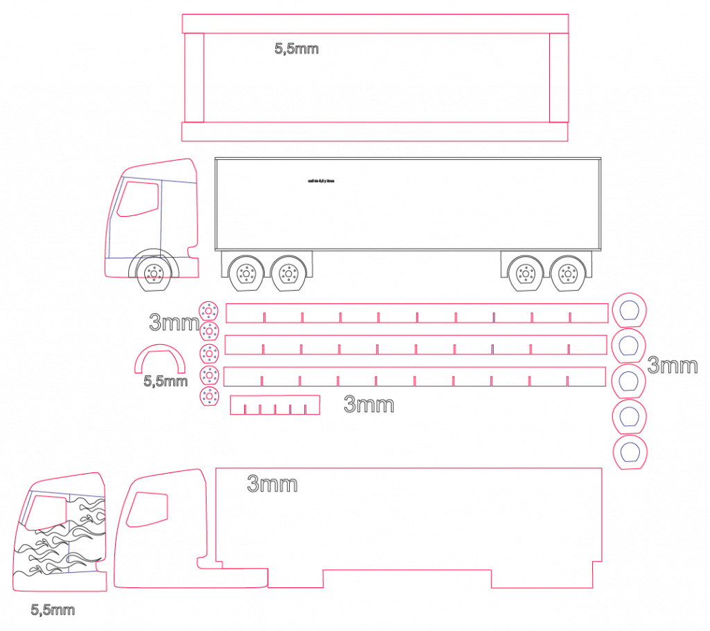 Tráiler — vector para corte CNC