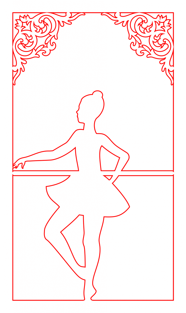 Cuadro decorativo de bailarina — vector para corte CNC