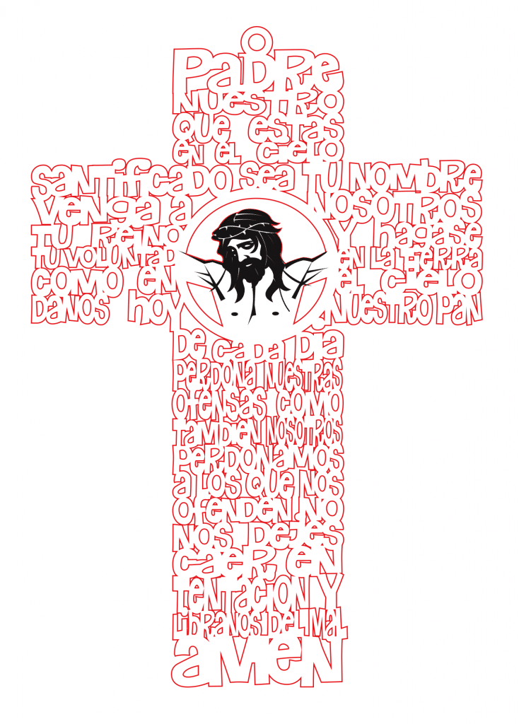 Cruz con oración «Cristo» — vector para corte CNC