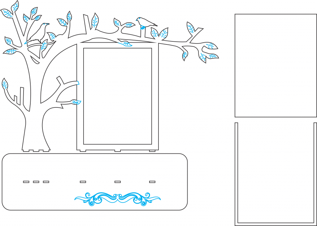 Árbol con espacio para una foto — vector para corte CNC