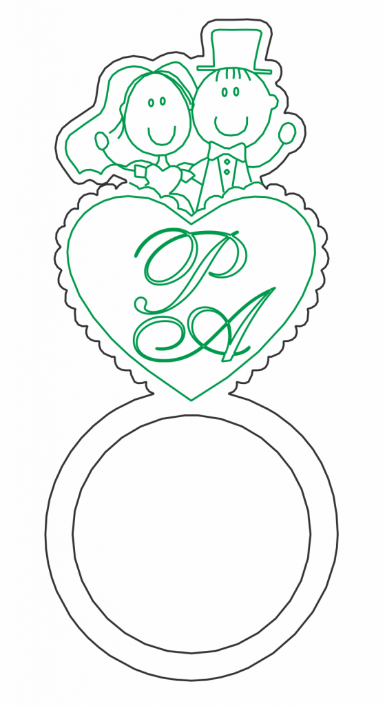 Anillo con iniciales — vector para corte CNC