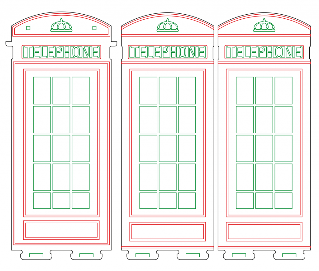Cabina telefónica londinense — vector para corte CNC