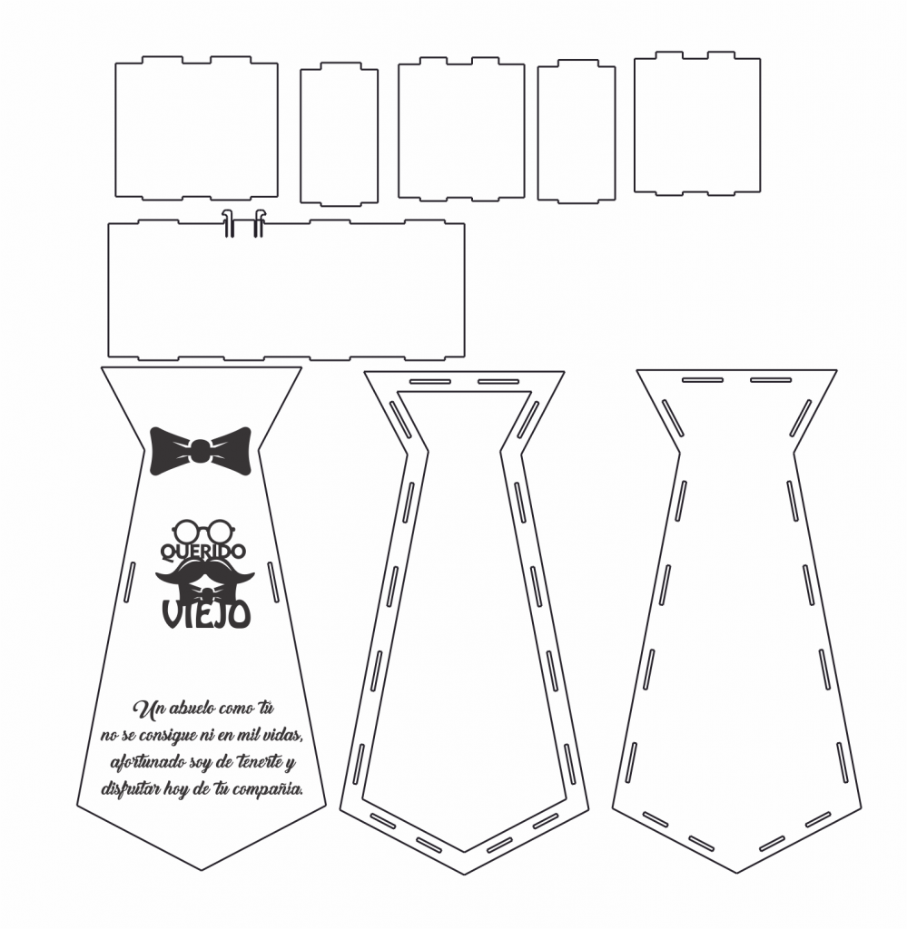 Caja de corbata — vector para corte CNC