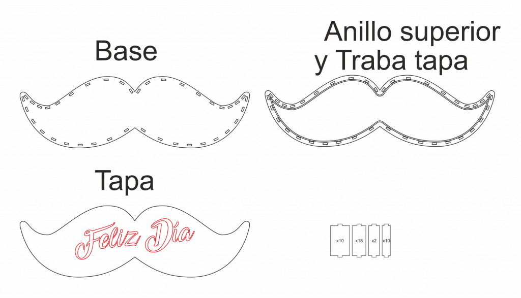 Caja de bigote — vector para corte CNC