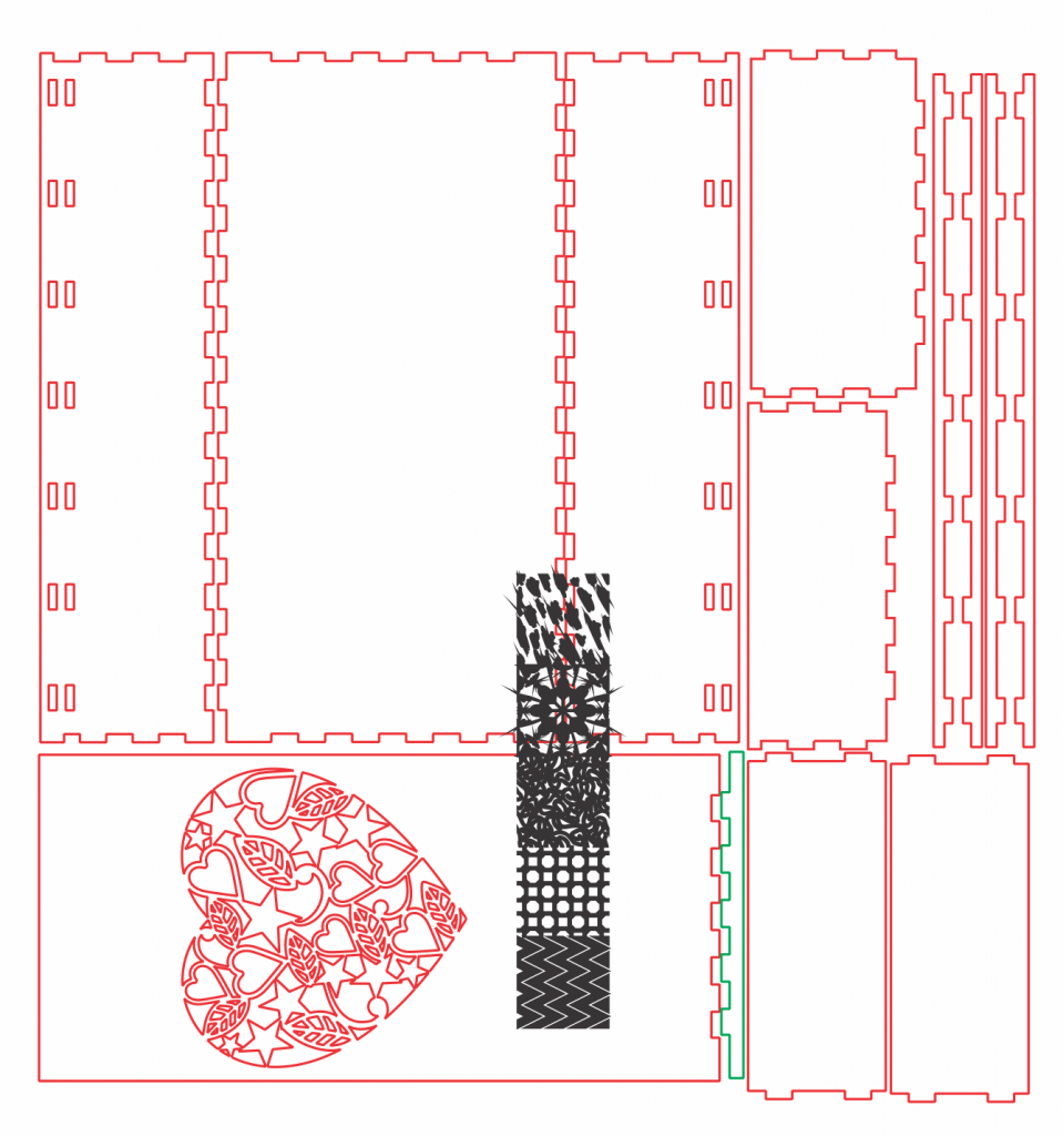 Caja con tapa deslizable «Corazón» — vector para corte CNC