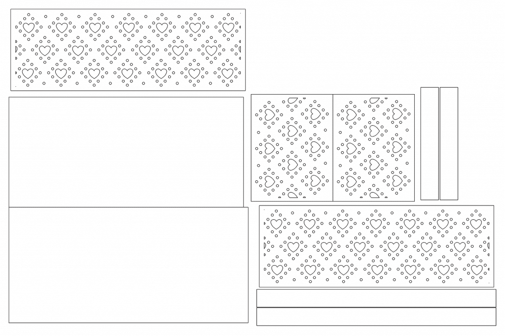 Caja con paredes de corazones — vector para corte CNC