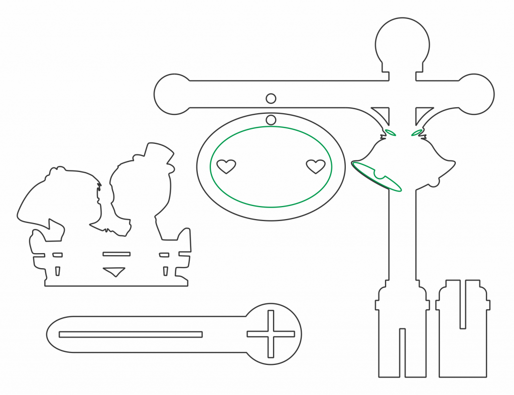 Centro de mesa «Novios» — vector para corte CNC