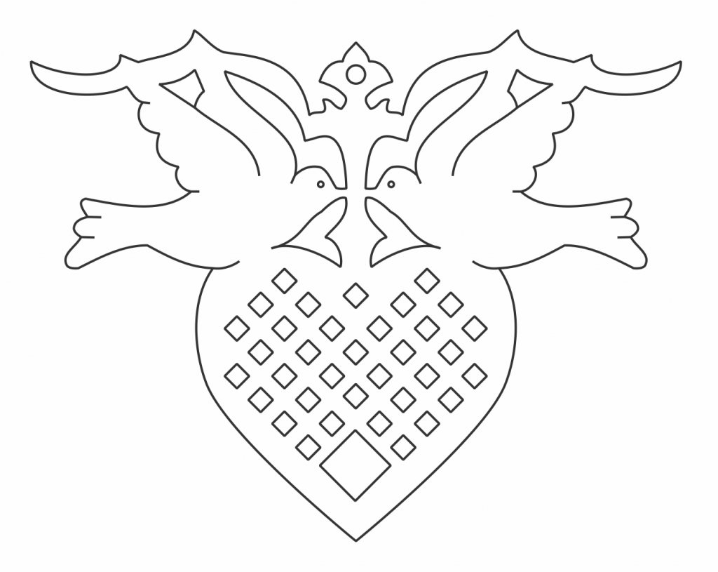 Corazón con palomas — vector para corte CNC