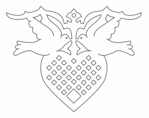 Corazón con palomas