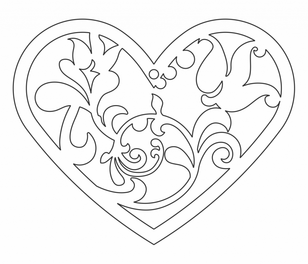 Corazón con flores — vector para corte CNC