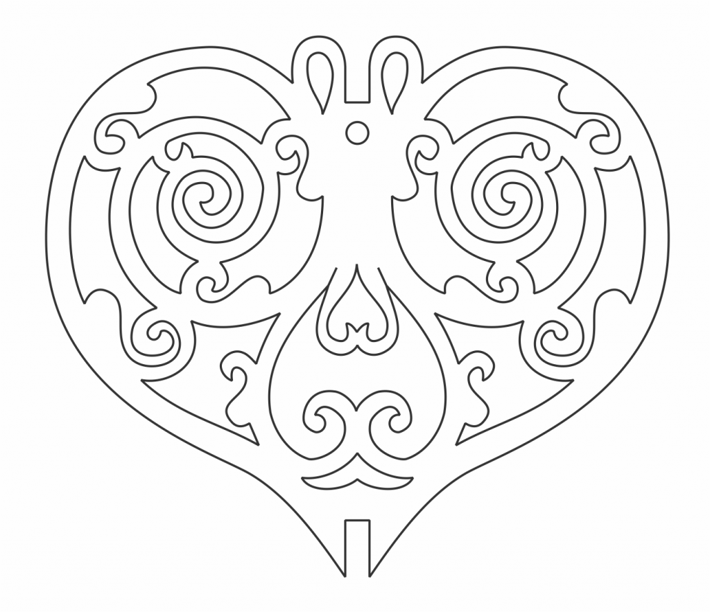 Corazón con espirales — vector para corte CNC